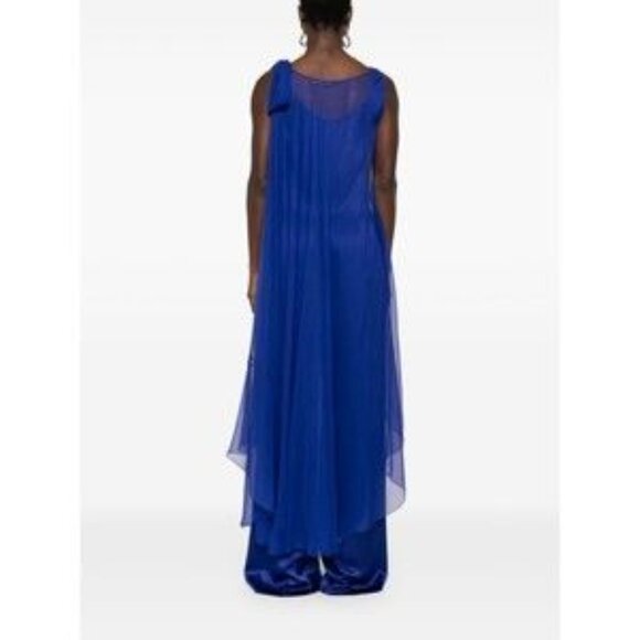 Alberta Ferretti Blue Trousers With Flowing Overlay - NWT - Picture 4 of 5